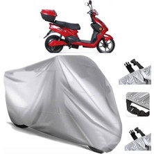 Tegin ACC | Rks Air Force 4000S Elektrikli Arka Çanta (Bağlantı Tokalı) Uyumlu Solarblock Uyumlu Motosiklet Brandası | Su Geçirmez, %99 UV, Yansıtıcı Gümüş Üst