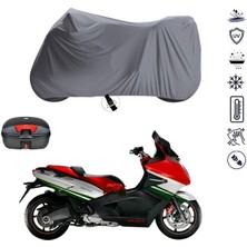 Tegin ACC | Gilera GP800 Bağlantı Tokalı Uyumlu Solarblock Prime Uyumlu Motosiklet Brandası | Su Geçirmez, %99 UV, Yansıtıcı Gümüş Üst, 360° Lastikli, Taşıma Çantalı