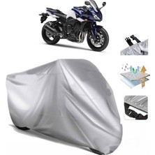 Tegin ACC | Yamaha Fz1 Fazer Arka Çanta (Bağlantı Tokalı) Uyumlu Solarblock Prime Uyumlu Motosiklet Brandası | Su Geçirmez, %99 UV, Yansıtıcı Gümüş Üst