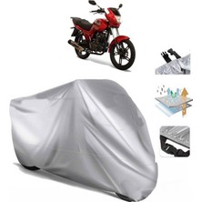 Tegin ACC | Asya Legent 150 Arka Çanta (Bağlantı Tokalı) Uyumlu Solarblock Prime Uyumlu Motosiklet Brandası | Su Geçirmez, %99 UV, Yansıtıcı Gümüş Üst