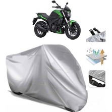 Tegin ACC | Bajaj Dominar 400 Ug (Bağlantı Tokalı) Uyumlu Solarblock Prime Uyumlu Motosiklet Brandası | Su Geçirmez, %99 UV, Yansıtıcı Gümüş Üst, 360° Lastikli, Taşıma Çantalı