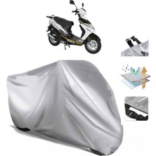 Tegin ACC | Rmg Moto Gusto Rapid 50 Arka Çanta (Bağlantı Tokalı) Uyumlu Solarblock Uyumlu Motosiklet Brandası | Su Geçirmez, %99 UV, Yansıtıcı Gümüş Üst