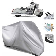 Tegin ACC | Indian Chief Classic Arka Çanta (Bağlantı Tokalı) Uyumlu Solarblock Uyumlu Motosiklet Brandası | Su Geçirmez, %99 UV, Yansıtıcı Gümüş Üst