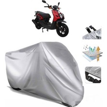 Tegin ACC | Mondial 150 Argent (Bağlantı Tokalı) Uyumlu Solarblock Prime Uyumlu Motosiklet Brandası | Su Geçirmez, %99 UV, Yansıtıcı Gümüş Üst, 360° Lastikli, Taşıma Çantalı