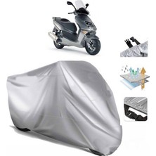 Tegin ACC | Aprilia Leonardo 250 Arka Çanta (Bağlantı Tokalı) Uyumlu Solarblock Uyumlu Motosiklet Brandası | Su Geçirmez, %99 UV, Yansıtıcı Gümüş Üst