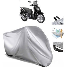 Tegin ACC | Keeway Outlook 150 Arka Çanta (Bağlantı Tokalı) Uyumlu Solarblock Prime Uyumlu Motosiklet Brandası | Su Geçirmez, %99 UV, Yansıtıcı Gümüş Üst