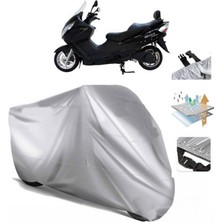 Tegin ACC | Mondial 250 Buffalo Arka Çanta (Bağlantı Tokalı) Uyumlu Solarblock Prime Uyumlu Motosiklet Brandası | Su Geçirmez, %99 UV, Yansıtıcı Gümüş Üst