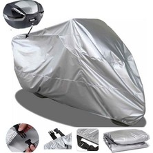 Tegin ACC | Bajaj Pulsar Ns 160 Arka Çanta Uyumlu Solarblock Prime Uyumlu Motosiklet Brandası | Su Geçirmez, %99 UV, Yansıtıcı Gümüş Üst, 360° Lastikli, Taşıma Çantalı