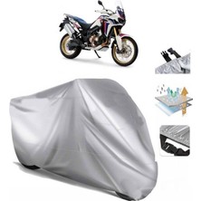Tegin ACC | Honda CRF1000L Africa Twin Arka Çanta (Bağlantı Tokalı) Uyumlu Solarblock Uyumlu Motosiklet Brandası | Su Geçirmez, %99 UV, Yansıtıcı Gümüş Üst