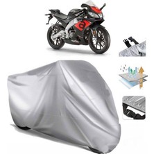 Tegin ACC | Aprilia Rs 125 Arka Çanta (Bağlantı Tokalı) Uyumlu Solarblock Prime Uyumlu Motosiklet Brandası | Su Geçirmez, %99 UV, Yansıtıcı Gümüş Üst