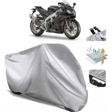 Tegin ACC | Aprilia Rsv4 Factory Arka Çanta (Bağlantı Tokalı) Uyumlu Solarblock Uyumlu Motosiklet Brandası | Su Geçirmez, %99 UV, Yansıtıcı Gümüş Üst