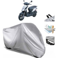 Tegin ACC | Kymco Agility 125 Arka Çanta (Bağlantı Tokalı) Uyumlu Solarblock Prime Uyumlu Motosiklet Brandası | Su Geçirmez, %99 UV, Yansıtıcı Gümüş Üst