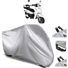 Tegin ACC | Kral Motor Kr-05 Elektrikli Arka Çanta (Bağlantı Tokalı) Uyumlu Solarblock Uyumlu Motosiklet Brandası | Su Geçirmez, %99 UV, Yansıtıcı Gümüş Üst