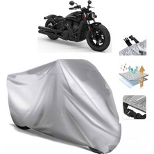 Tegin ACC | Indian Scout Arka Çanta (Bağlantı Tokalı) Uyumlu Solarblock Prime Uyumlu Motosiklet Brandası | Su Geçirmez, %99 UV, Yansıtıcı Gümüş Üst, 360° Lastikli, Taşıma Çantalı