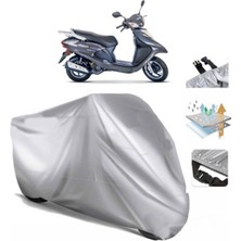 Tegin ACC | Falcon Dolphin 100 Arka Çanta (Bağlantı Tokalı) Uyumlu Solarblock Prime Uyumlu Motosiklet Brandası | Su Geçirmez, %99 UV, Yansıtıcı Gümüş Üst