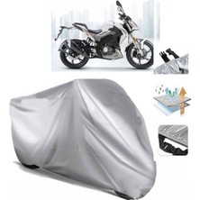 Tegin ACC | Benelli 125-S (Bağlantı Tokalı) Uyumlu Solarblock Prime Uyumlu Motosiklet Brandası | Su Geçirmez, %99 UV, Yansıtıcı Gümüş Üst, 360° Lastikli, Taşıma Çantalı | Ölçü: S