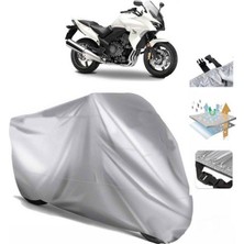 Tegin ACC | Honda Cbf 1000 Arka Çanta (Bağlantı Tokalı) Uyumlu Solarblock Prime Uyumlu Motosiklet Brandası | Su Geçirmez, %99 UV, Yansıtıcı Gümüş Üst