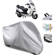 Tegin ACC | Kymco Grand Dink 250 Arka Çanta (Bağlantı Tokalı) Uyumlu Solarblock Uyumlu Motosiklet Brandası | Su Geçirmez, %99 UV, Yansıtıcı Gümüş Üst
