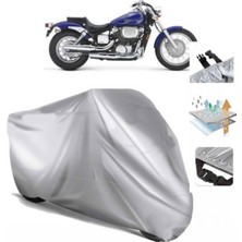 Tegin ACC | Honda Shadow Spirit 750 Arka Çanta (Bağlantı Tokalı) Uyumlu Solarblock Uyumlu Motosiklet Brandası | Su Geçirmez, %99 UV, Yansıtıcı Gümüş Üst