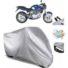 Tegin ACC | Honda Vtr 250 (Bağlantı Tokalı) Uyumlu Solarblock Prime Uyumlu Motosiklet Brandası | Su Geçirmez, %99 UV, Yansıtıcı Gümüş Üst, 360° Lastikli, Taşıma Çantalı