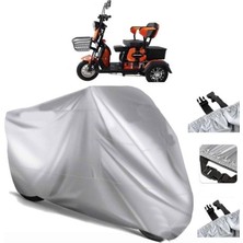 Tegin ACC | Arora Ar 1000 Moped Elektrikli Arka Çanta (Bağlantı Tokalı) Uyumlu Solarblock Uyumlu Motosiklet Brandası | Su Geçirmez, %99 UV, Yansıtıcı Gümüş Üst