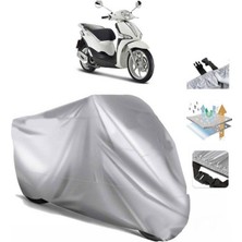 Tegin ACC | Piaggio Liberty 150 (Bağlantı Tokalı) Uyumlu Solarblock Prime Uyumlu Motosiklet Brandası | Su Geçirmez, %99 UV, Yansıtıcı Gümüş Üst, 360° Lastikli, Taşıma Çantalı