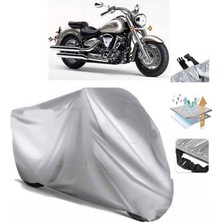 Tegin ACC | Yamaha Wild Star Xv 1600 Arka Çanta (Bağlantı Tokalı) Uyumlu Solarblock Uyumlu Motosiklet Brandası | Su Geçirmez, %99 UV, Yansıtıcı Gümüş Üst