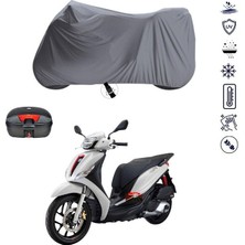 Tegin ACC | Piaggio Medley S 150 Bağlantı Tokalı Uyumlu Solarblock Prime Uyumlu Motosiklet Brandası | Su Geçirmez, %99 UV, Yansıtıcı Gümüş Üst, 360° Lastikli, Taşıma Çantalı