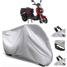 Tegin ACC | Salcano Power 3.0 S Elektrikli (Bağlantı Tokalı) Uyumlu Solarblock Prime Uyumlu Motosiklet Brandası | Su Geçirmez, %99 UV, Yansıtıcı Gümüş Üst