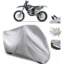 Tegin ACC | Sherco Enduro 250 Sef-R (Bağlantı Tokalı) Uyumlu Solarblock Prime Uyumlu Motosiklet Brandası | Su Geçirmez, %99 UV, Yansıtıcı Gümüş Üst, 360° Lastikli, Taşıma Çantalı