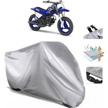 Tegin ACC | Yamaha Pw 50 Arka Çanta (Bağlantı Tokalı) Uyumlu Solarblock Prime Uyumlu Motosiklet Brandası | Su Geçirmez, %99 UV, Yansıtıcı Gümüş Üst, 360° Lastikli, Taşıma Çantalı