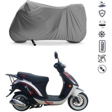 Tegin ACC | Tgb Elegance 50CC Bağlantı Tokalı Uyumlu Solarblock Prime Uyumlu Motosiklet Brandası | Su Geçirmez, %99 UV, Yansıtıcı Gümüş Üst, 360° Lastikli, Taşıma Çantalı