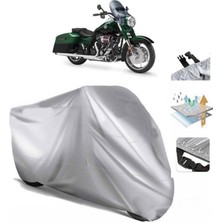Tegin ACC | Harley-Davidson Cvo Road King (Bağlantı Tokalı) Uyumlu Solarblock Prime Uyumlu Motosiklet Brandası | Su Geçirmez, %99 UV, Yansıtıcı Gümüş Üst