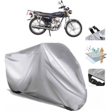 Tegin ACC | Motoran Mtr 125 Arka Çanta (Bağlantı Tokalı) Uyumlu Solarblock Prime Uyumlu Motosiklet Brandası | Su Geçirmez, %99 UV, Yansıtıcı Gümüş Üst