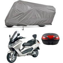Tegin ACC | Piaggio X8 200 Arka Çanta Bağlantı Tokalı Uyumlu Solarblock Prime Uyumlu Motosiklet Brandası | Su Geçirmez, %99 UV, Yansıtıcı Gümüş Üst