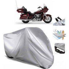 Tegin ACC | Touring Road Glide Ultra (Bağlantı Tokalı) Uyumlu Solarblock Prime Uyumlu Motosiklet Brandası | Su Geçirmez, %99 UV, Yansıtıcı Gümüş Üst, 360° Lastikli, Taşıma Çantalı