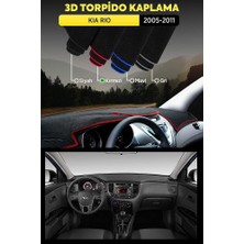 Kıa Rıo (2005-2011) 3D Torpido Koruma Kılıfı - Ön Göğüs Panel Kaplama - Kırmızı Şerit