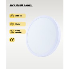 24W Sıva Üstü Yuvarlak LED Panel Beyaz Işık 6500K