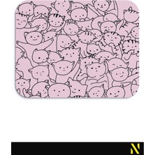 Nilizma Sevimli Kediler Pembe Mouse Pad - 23 cm x 19 cm - Kaymaz Taban Ev ve Ofis Kullanımı Fare Altlığı Mousepad