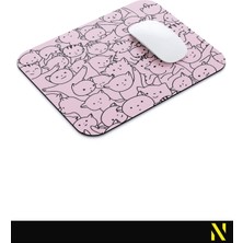 Nilizma Sevimli Kediler Pembe Mouse Pad - 23 cm x 19 cm - Kaymaz Taban Ev ve Ofis Kullanımı Fare Altlığı Mousepad