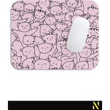 Nilizma Sevimli Kediler Pembe Mouse Pad - 23 cm x 19 cm - Kaymaz Taban Ev ve Ofis Kullanımı Fare Altlığı Mousepad
