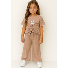 Minigimin Cicileri Bürümcük Önü Büzgülü Genç Tarz Takım - Bej