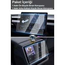 Tesla Model Y Juniper 2025 Parmak Izi Önleyici Nano Ekran Koruyucu Ön ve Yolcu Ekranı Için 2in1 (Ön 15,4"/arka 8)" Dokunmatik Ekran Temperli Cam Koruyucu