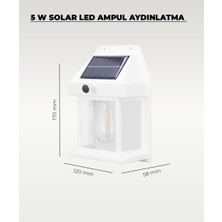 AC Aydınlatma Beyaz 5W Solar / Güneş Enerjili LED Ampullü Duvar Fener Aplik 3200K - Sarı Işık