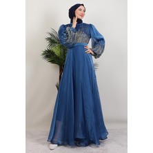 Giza Store Aven Taşlı Abiye Indigo