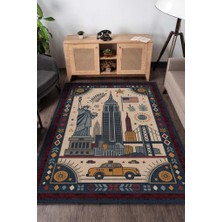 Homshtag Şehirlerde London Temalı Dijital Baskı Yıkanabilir Pamuk Tabanlı London Şehiri Temalı Halı