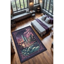 Homshtag Şehirlerde Tokyo Temalı Dijital Baskılı Yıkanabilir Pamuk Tabanlı Tokyo Şehiri Temalı Halı