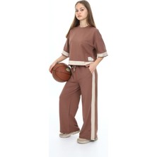 Kız Çocuk %100 Pamuk Oversize Yarım Kol Alt-Üst Eşofman TAKIM-AÜT-2008