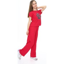Kız Çocuk Oversize Pamuklu Beli Lastikli Fitilli Alt&üst Takım PANTOLON&TIŞÖRT-AÜT-2014