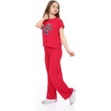 Kız Çocuk Oversize Pamuklu Beli Lastikli Fitilli Alt&üst Takım PANTOLON&TIŞÖRT-AÜT-2014